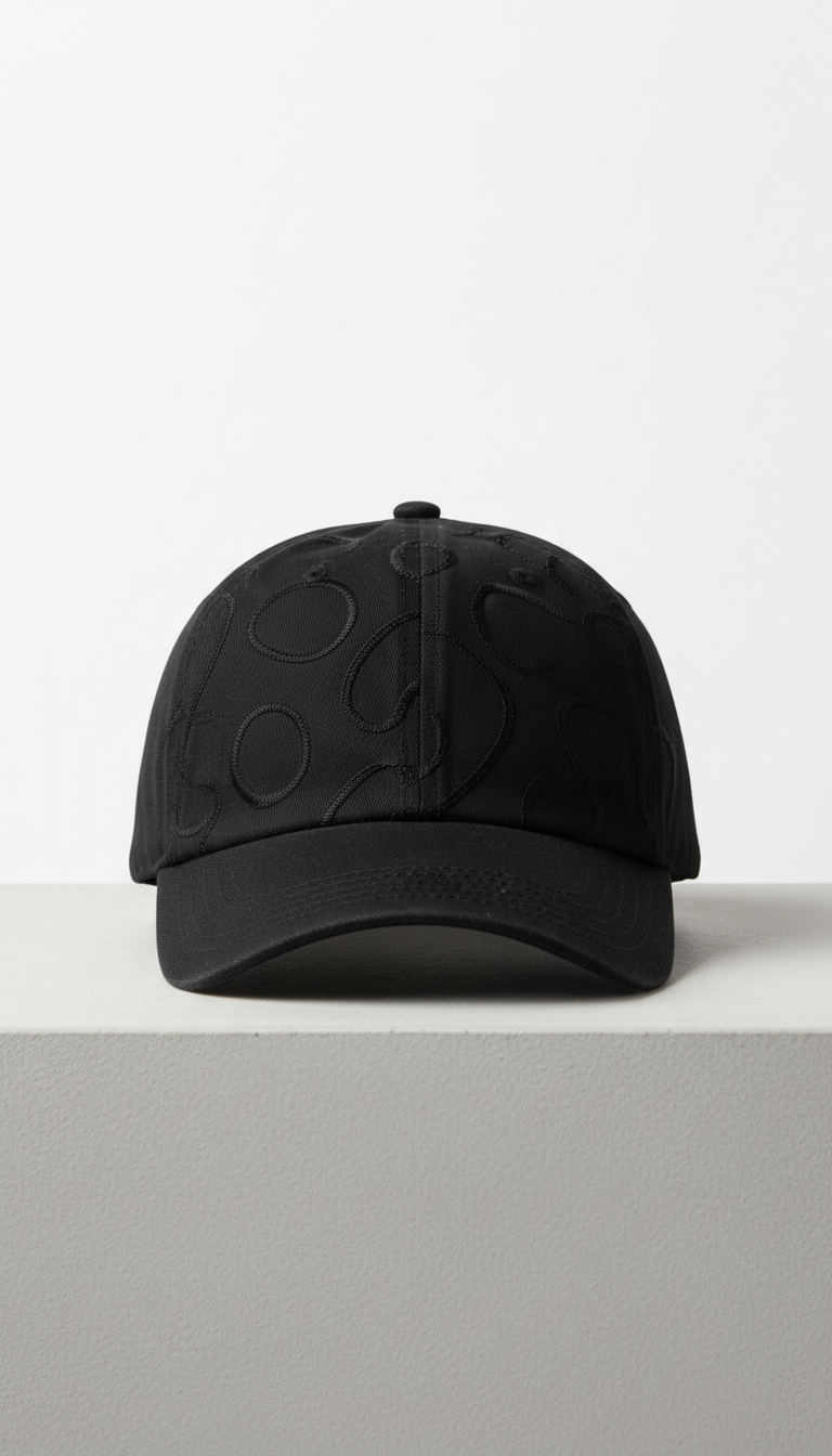 Black Dad Hat With Embroidery